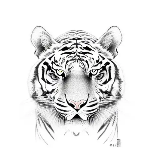 Thai Twin Tigers with chains tattoo design idea