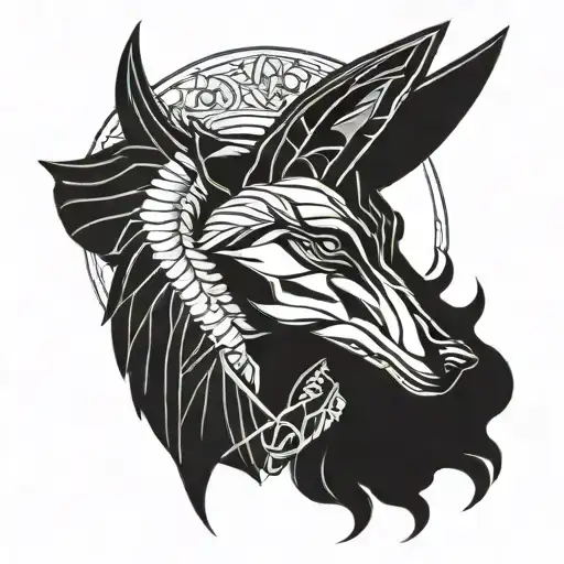 Anubis with a date simple tattoo tattoo design idea