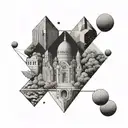 Create a tattoo design that symbolizes the balance between art and architecture in a minimalist style tattoo design idea