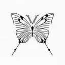 heart and butterfly  tattoo design idea