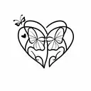heart and butterfly  tattoo design idea