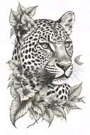 wise leopard in leaves tattoo design idea