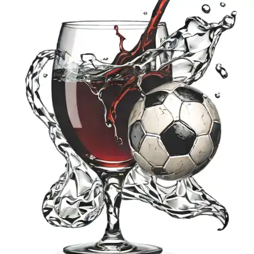 Broken soccer ball in wine glass tattoo design idea