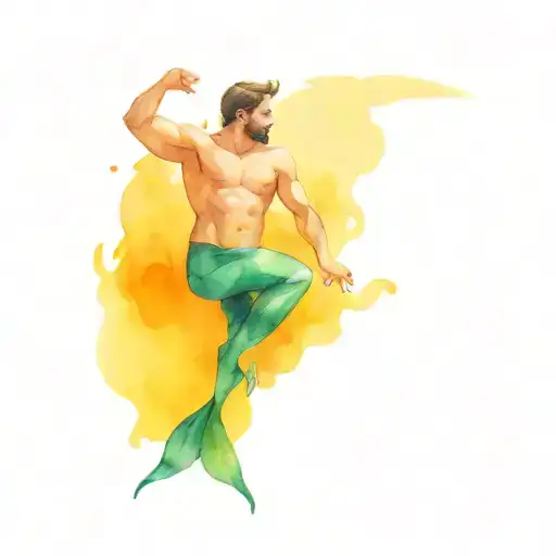 a male clean-cut merman tattoo design idea