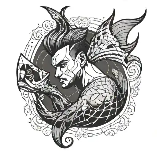 a male clean-cut merman tattoo design idea