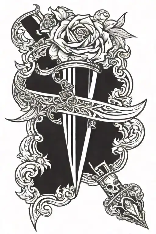 dagger and smoke tattoo design idea