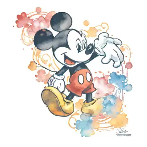 Mickey mouse and Disney characters tattoo design idea