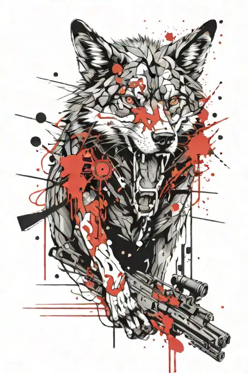 guns wolf inner demons crawling out ADHD tattoo design idea