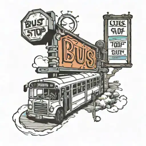 bus stop sign tattoo design idea