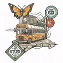 bus stop sign tattoo design idea