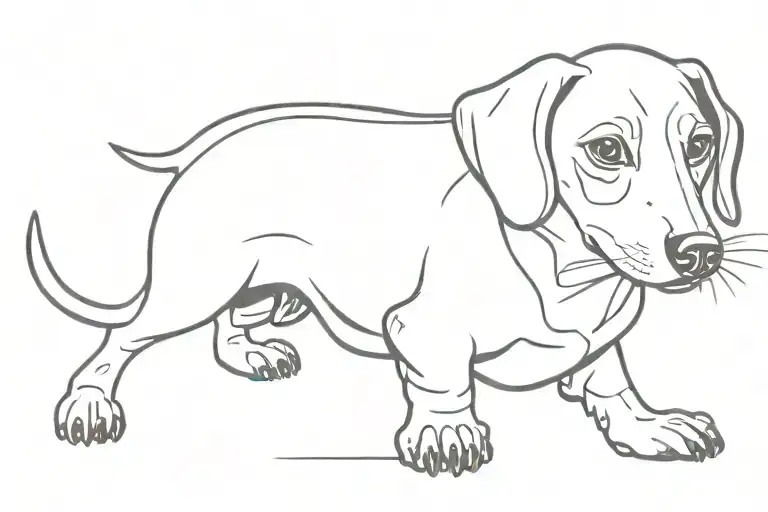 Graphic dachshund around the ankle tattoo tattoo design idea