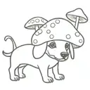 A small dachshund in the form of a mushroom in full face tattoo design idea