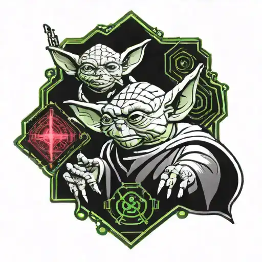 yoda and totodile mashup  tattoo design idea