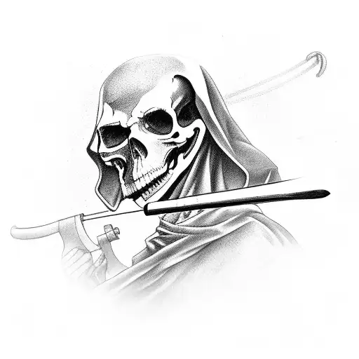 Grim Reaper with a compound bow tattoo design idea