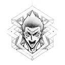 A tattoo design featuring a crossover of characters from Hunter x Hunter, Solo Leveling, and Jujutsu Kaisen tattoo design idea
