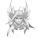 A tattoo design featuring a crossover of characters from Hunter x Hunter, Solo Leveling, and Jujutsu Kaisen tattoo design idea