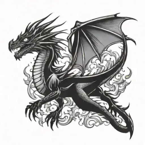 fire breathing dragon thigh tattoo design tattoo design idea