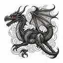 fire breathing dragon thigh tattoo design tattoo design idea