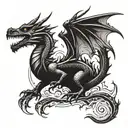fire breathing dragon thigh tattoo design tattoo design idea