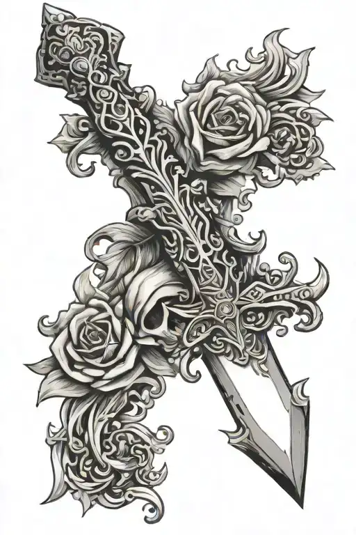 gothic dagger tattoo design idea