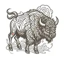 bison in storm tattoo design idea