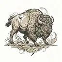bison in storm tattoo design idea