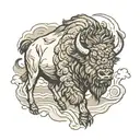 bison in storm tattoo design idea