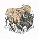 bison in storm tattoo design idea