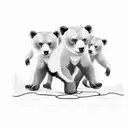 3 bear cubs crossing a road side on tattoo design idea