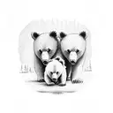 3 bear cubs crossing a road side on tattoo design idea