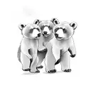 3 bear cubs crossing a road side on tattoo design idea