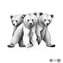 3 bear cubs crossing a road side on tattoo design idea