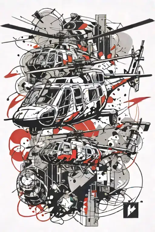 helicopter flying tattoo design idea