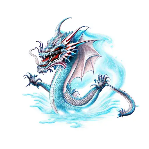 Dragon with ice breath tattoo design idea