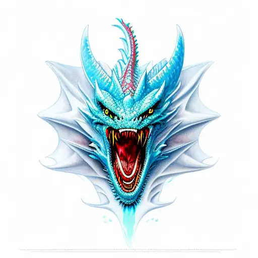 Dragon with ice breath tattoo design idea