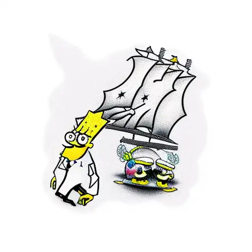 spongebob smoking a blunt  tattoo design idea
