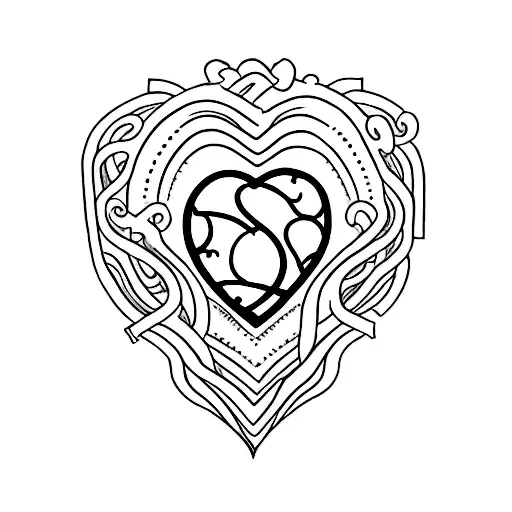 The tattoo depicts a pulsating heart, symbolizing life and vitality. Within the heart rests a delicate cross, embodying  tattoo design idea