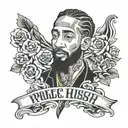 prolific word tattoo with nipsey hussle tattoo design idea