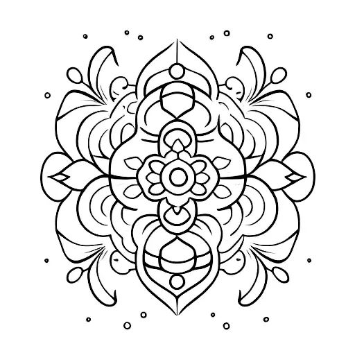 A minimalist tattoo of a barbell wrapped with lilies tattoo design idea