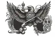 Eagle wings and dagger piercing without eagle head  tattoo design idea