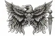 Eagle wings and dagger piercing without eagle head  tattoo design idea