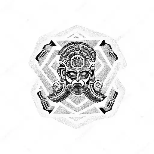 armband with motorcycle, travel , road with Mayan influence  tattoo design idea