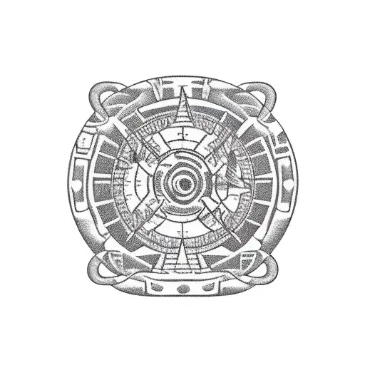 armband with motorcycle, tires tracks , travel , map or compass, road with Mayan influence  tattoo design idea