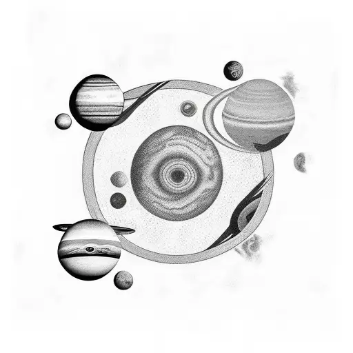 saturn and pluto tattoo design idea