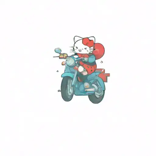 hello kitty Harley Quinn motorcycle riding tattoo design idea
