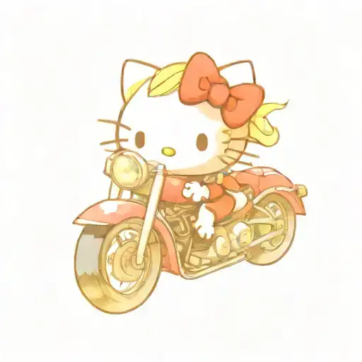 hello kitty harley quinn motorcycle  tattoo design idea