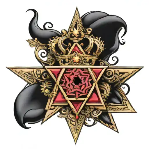 Turkish female ruler crown and star of david tattoo design idea