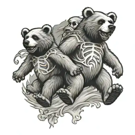 grateful dead dancing bears vermont panorama tattoo design idea