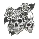 bear skull and roses tattoo design idea
