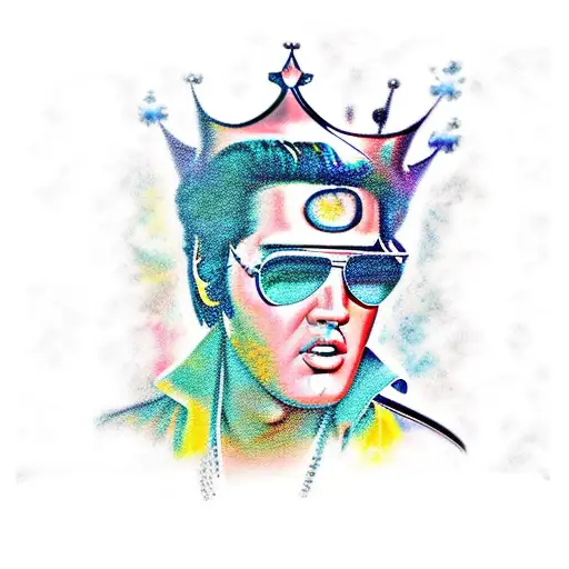 elvis with spraypaint crown tattoo design idea